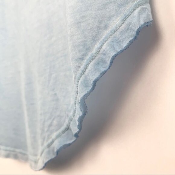 Abound Casual Nordstrom V Neck High Low Shirt Raw Hem Light Blue - Picture 5 of 9